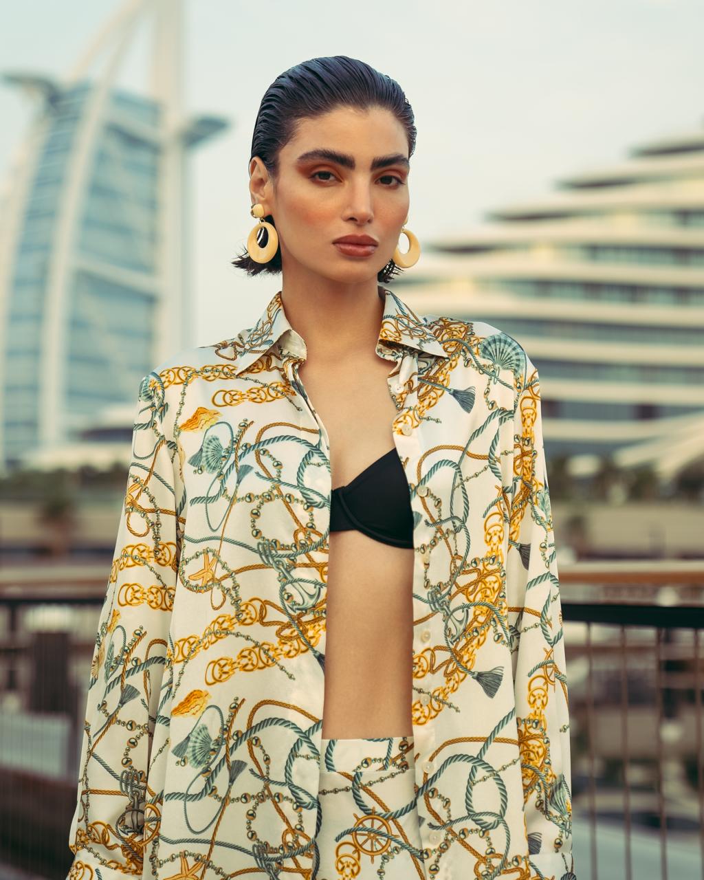 Genevié dress in green, resort wear by Genevie