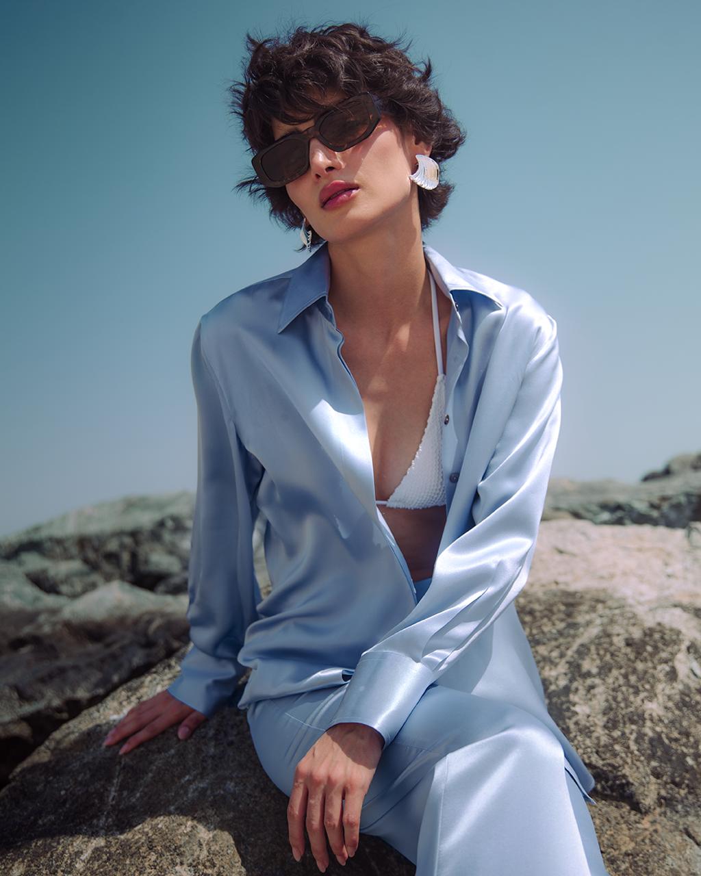 Riviera Sky Blue Silk Set