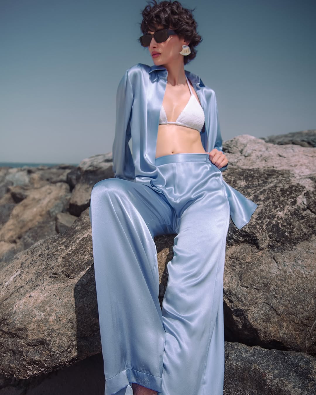 Riviera Sky Blue Silk Set