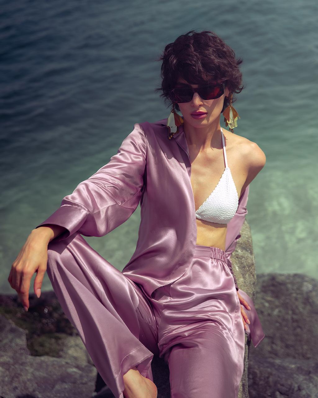 Riviera Mauve Silk Set