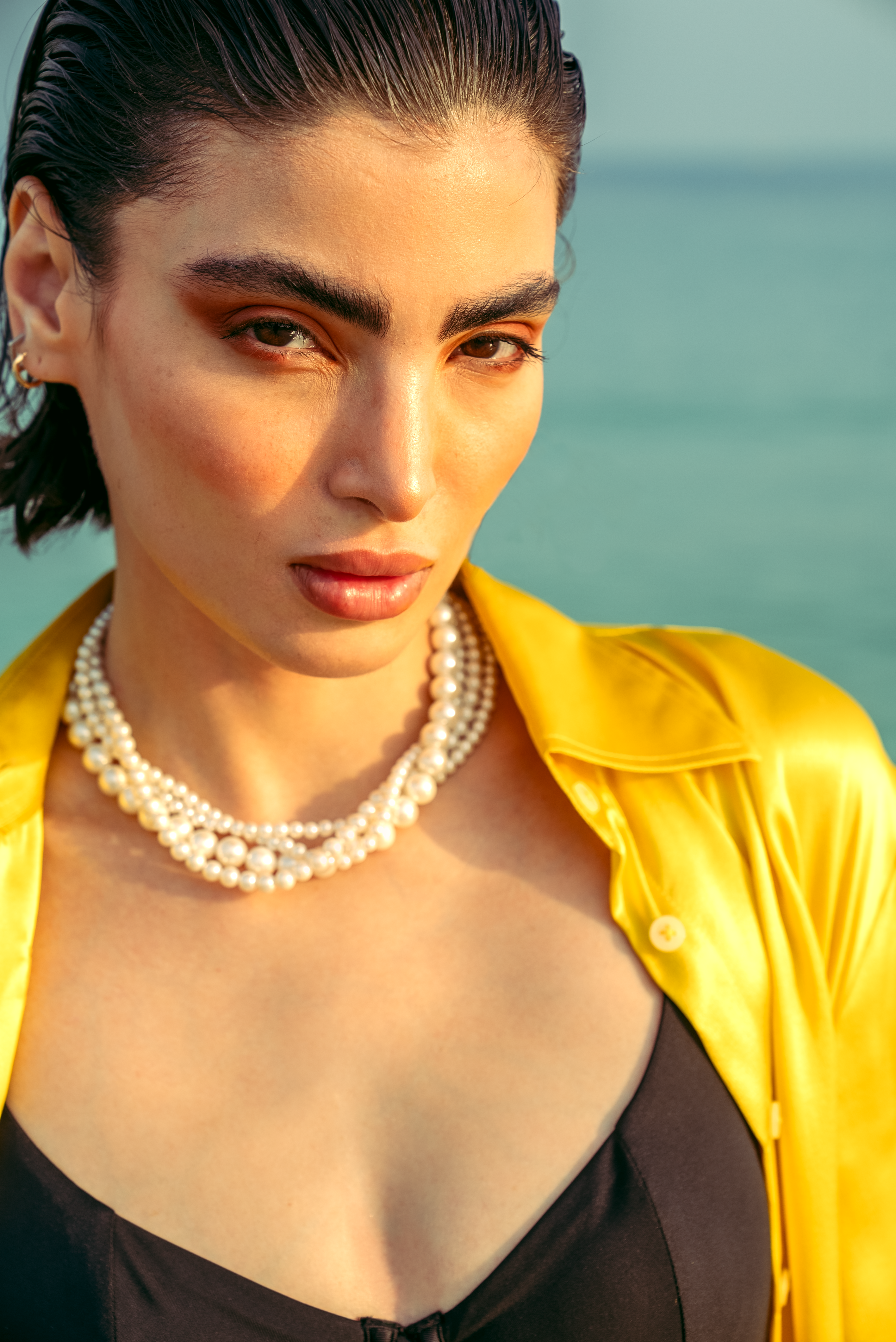 Genevié Golden Yellow Silk Shirt, collection by Genevie