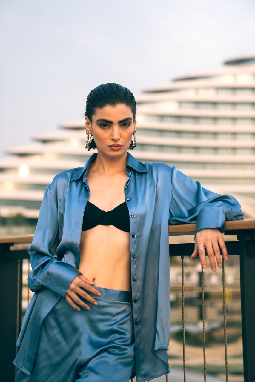 Aegean blue silk set