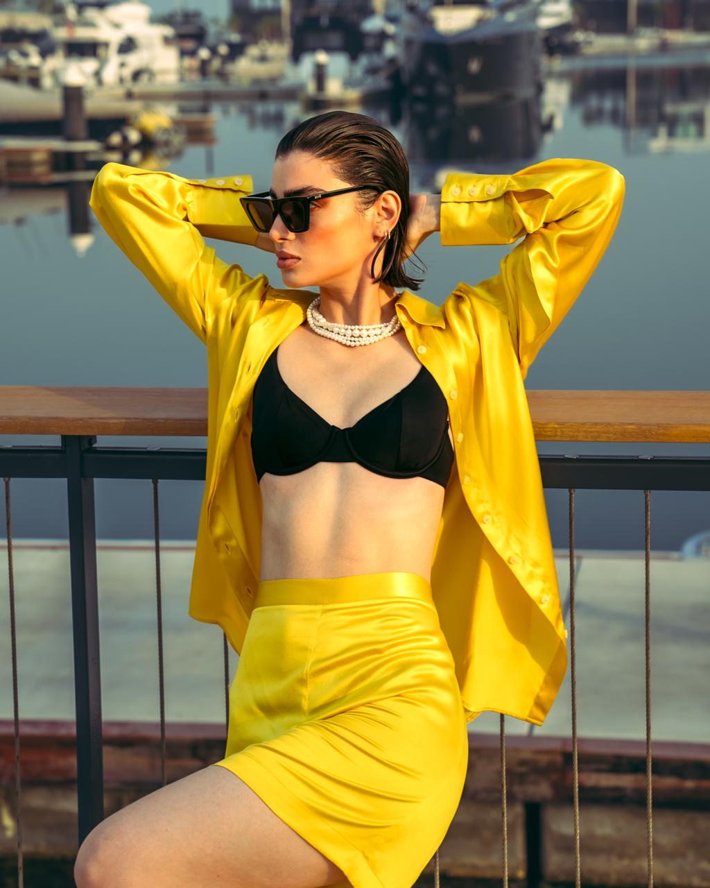 Golden yellow silk set