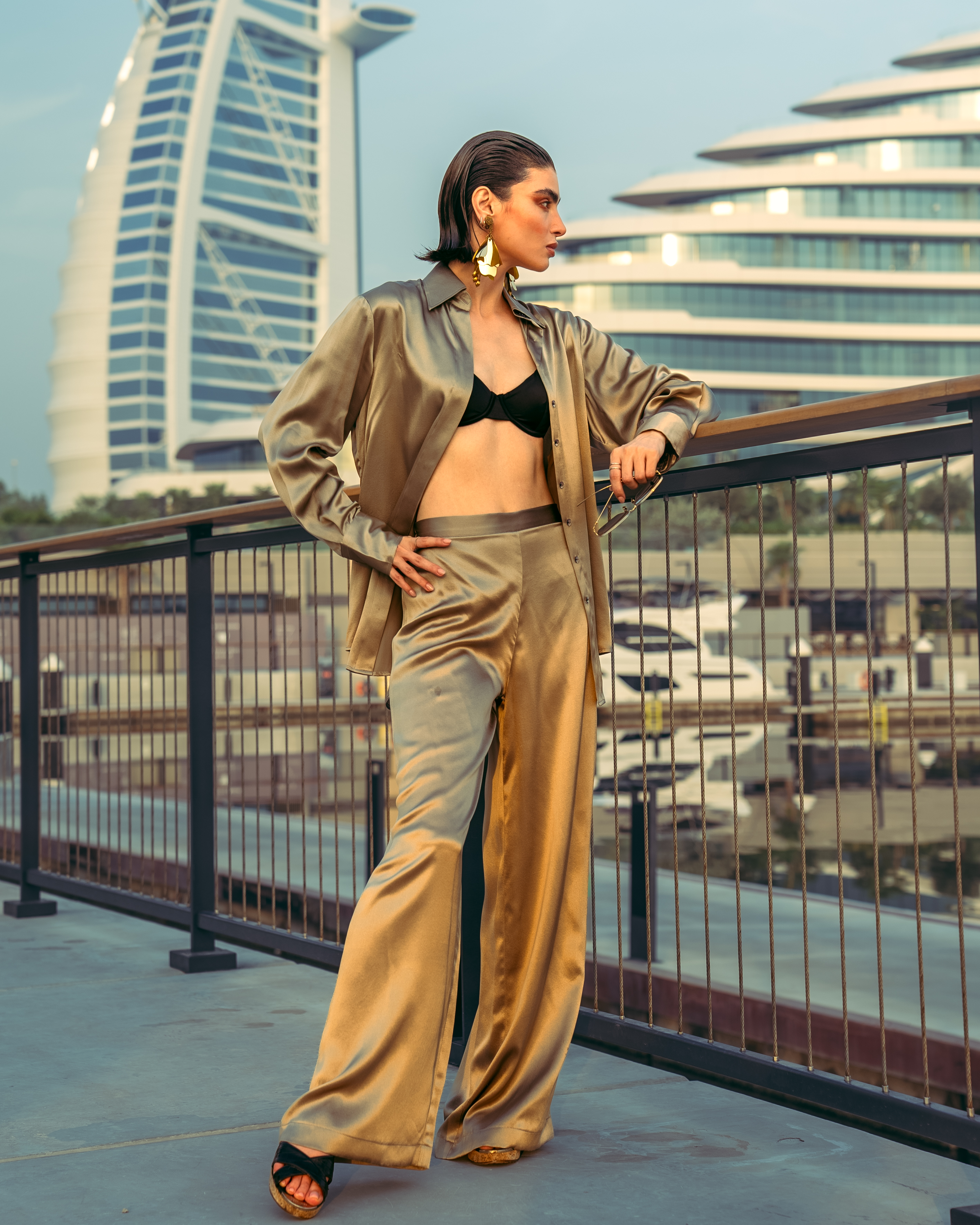 Golden brown silk set