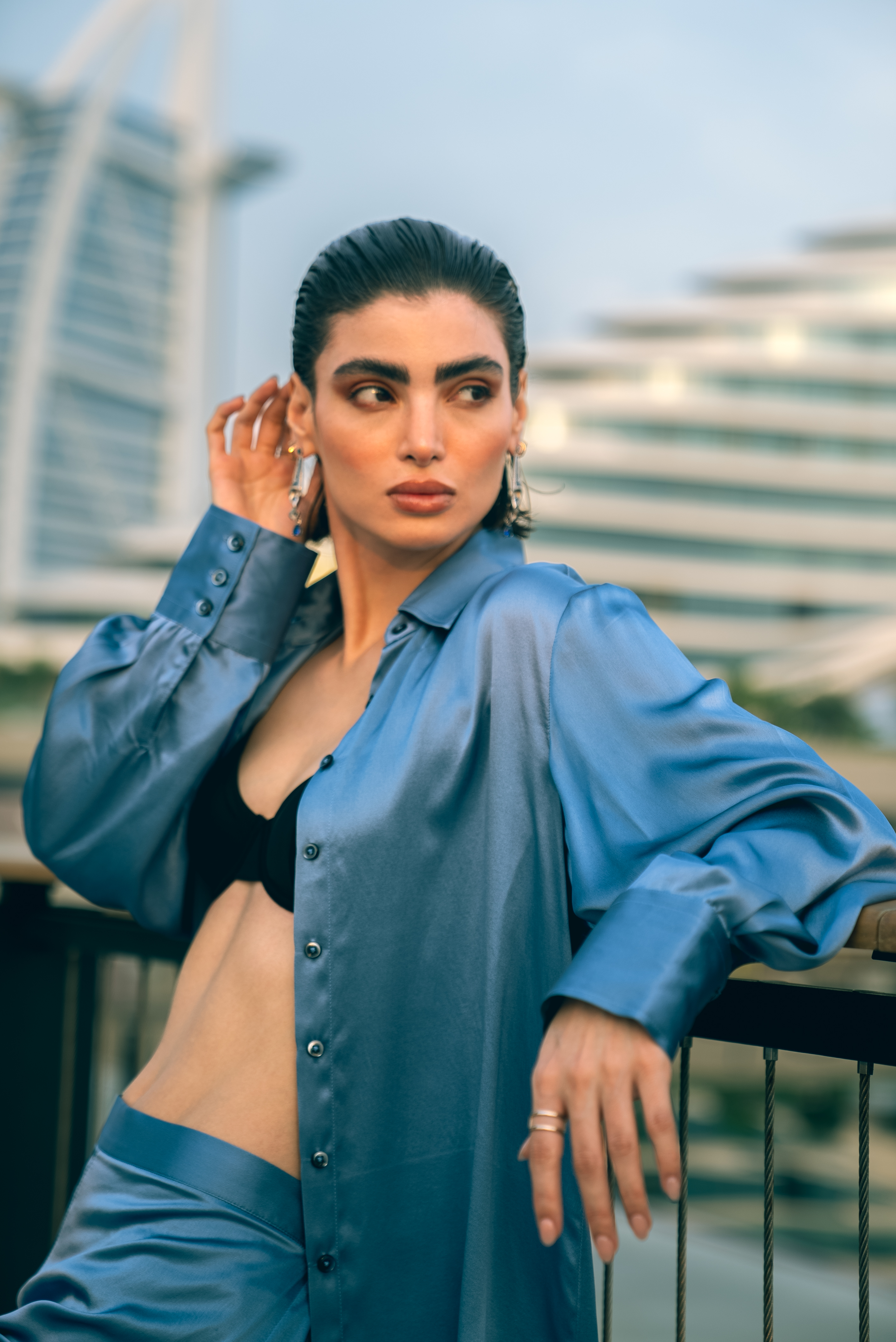 Aegean blue silk set