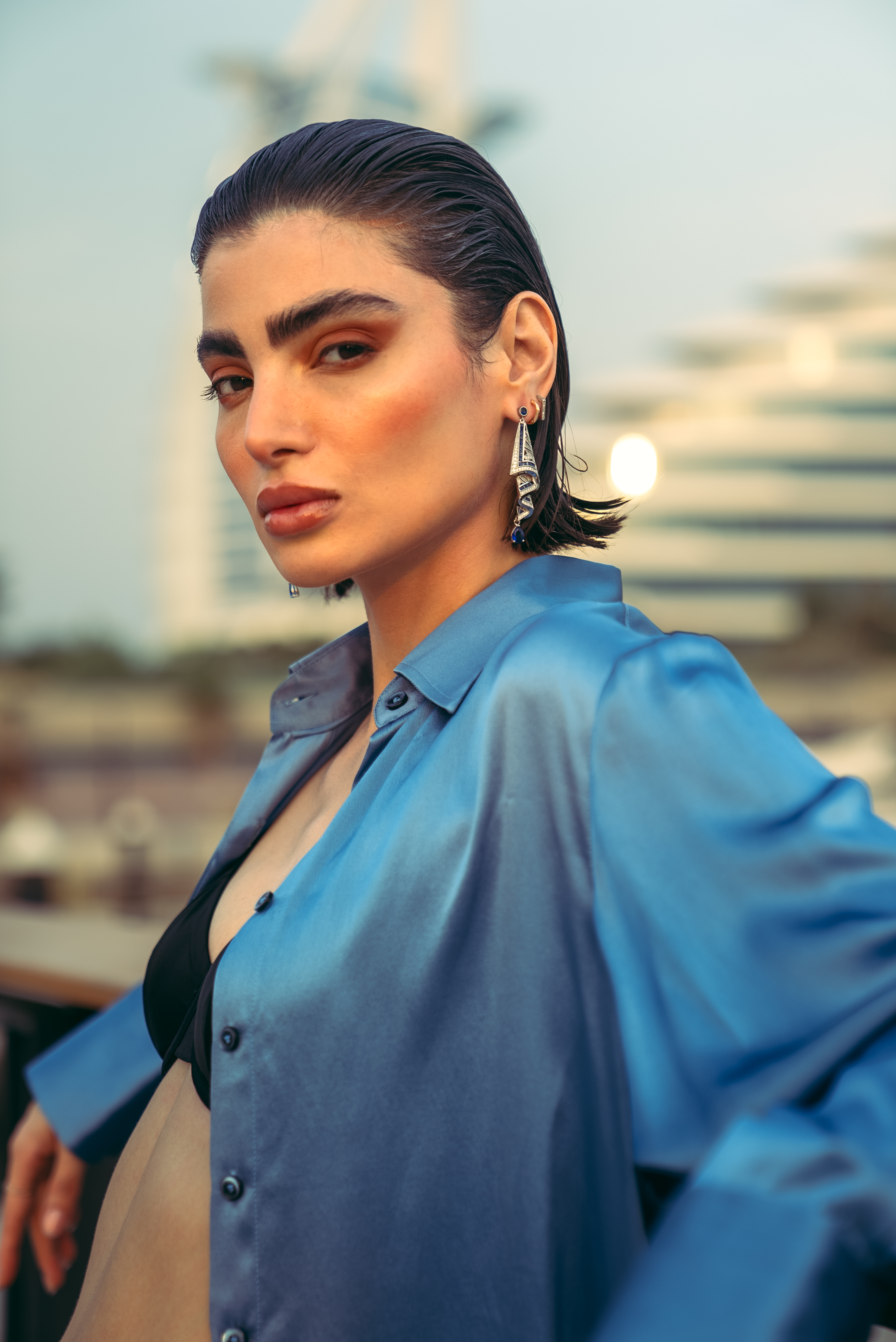 Aegean blue silk set