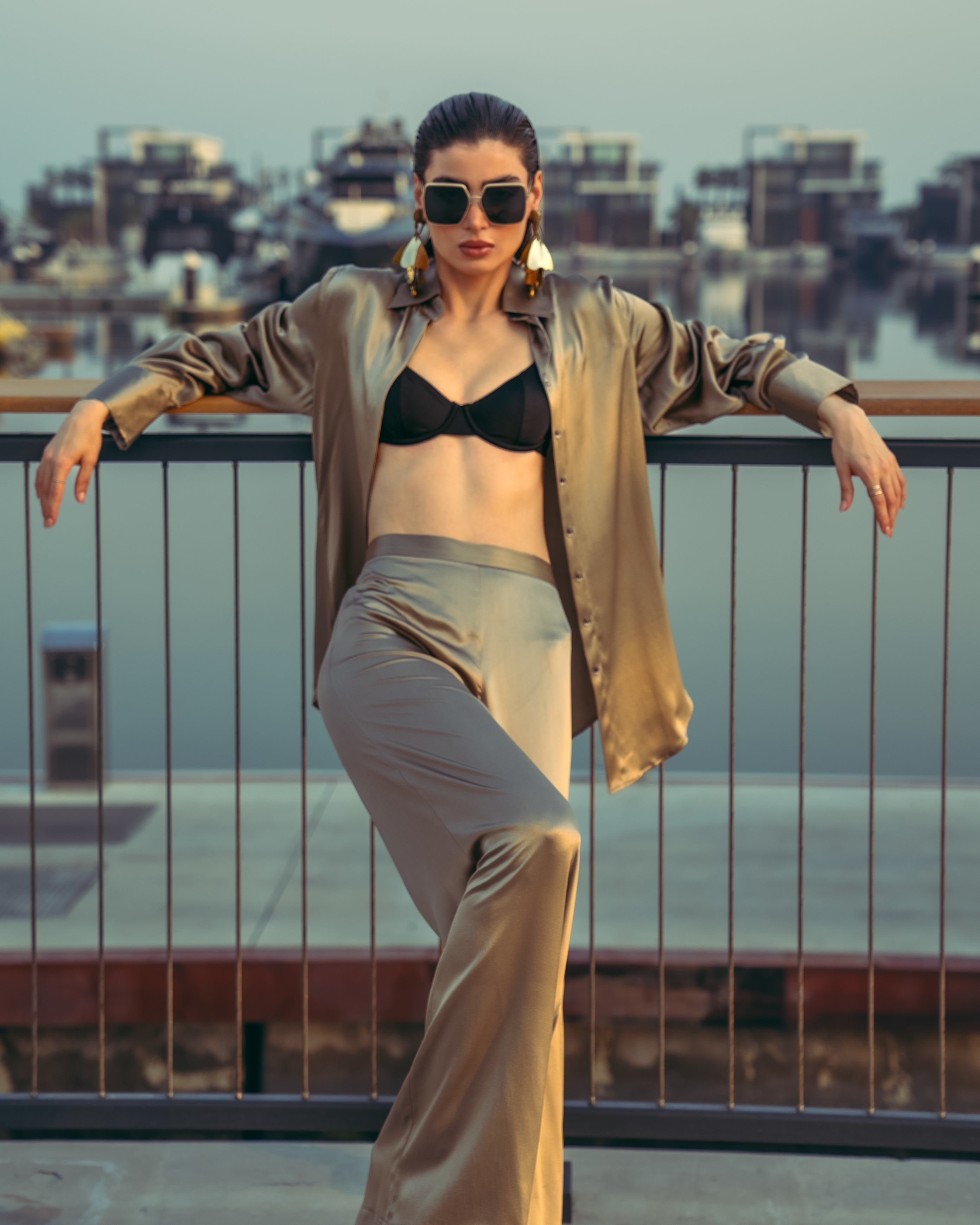 Golden brown silk set